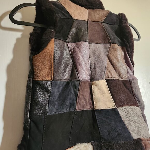 NEW Patchwork Leather Vest Handmade Handcrafted Size Extra Small XS Black Brown - Picture 6 of 11